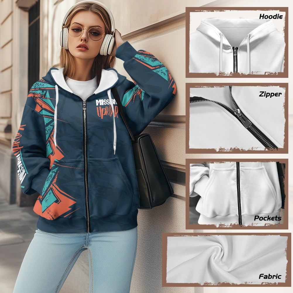 MISSION UPROAR Ladies Loose Zipper Sweatshirt