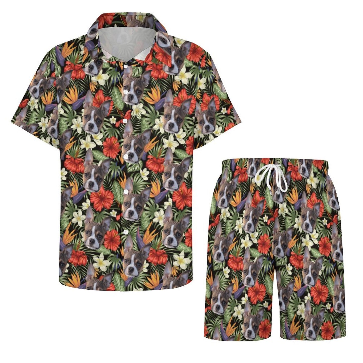 HAWAIIAN STYLE FACE - Short Sleeve Shirt and Shorts Set