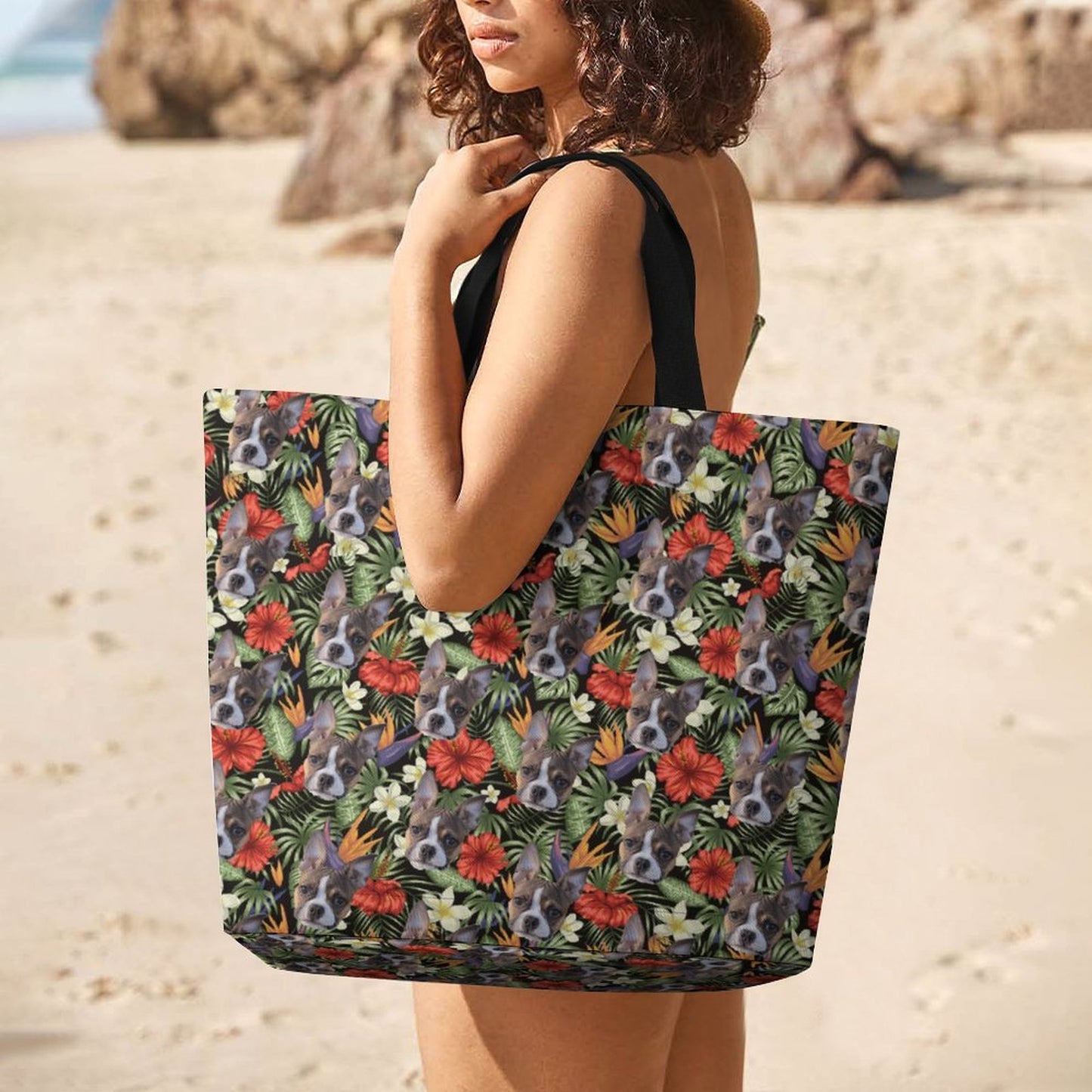 HAWAIIAN STYLE FACE - Large One Shoulder Shopping Bag