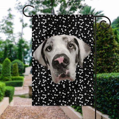 FACE w PAWS-n-BONES GARDEN FLAG  ( 2 Sides)-12"x18"