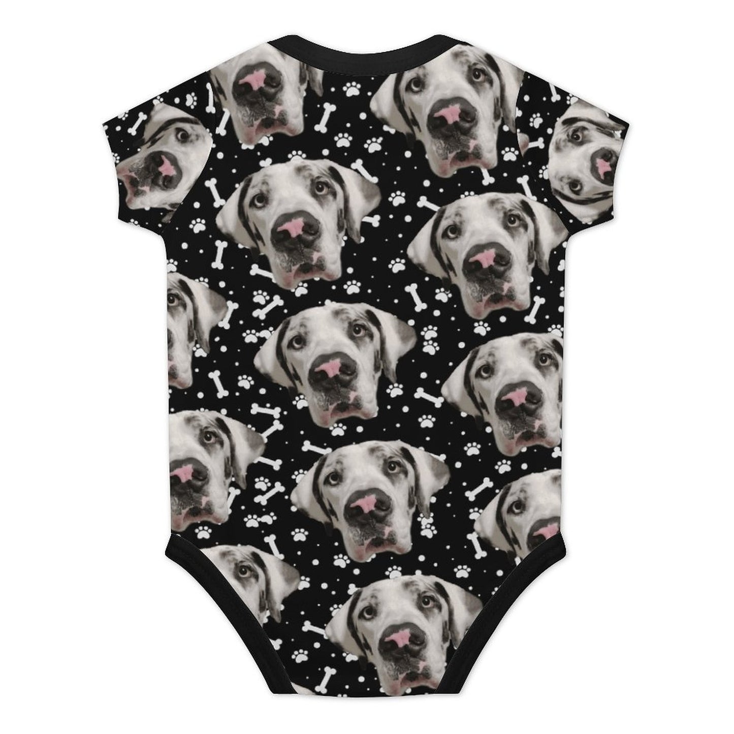 FACE w PAWS-n-BONES Short Sleeve Baby Romper