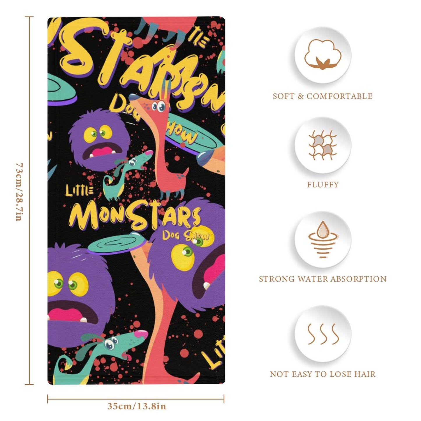 LITTLE MONSTERS Coral Velvet Towel