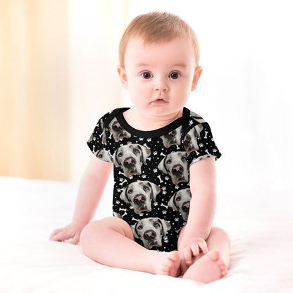 FACE w PAWS-n-BONES Short Sleeve Baby Romper