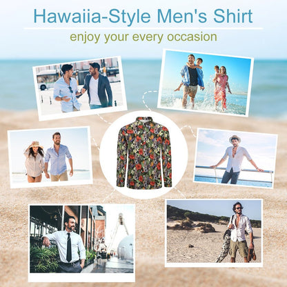 HAWAIIAN STYLE FACE - Men's Long Sleeve Shirt with Pocket