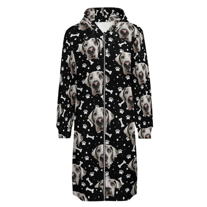 FACE w PAWS-n-BONES Zipper Long Sleeve Hoodie