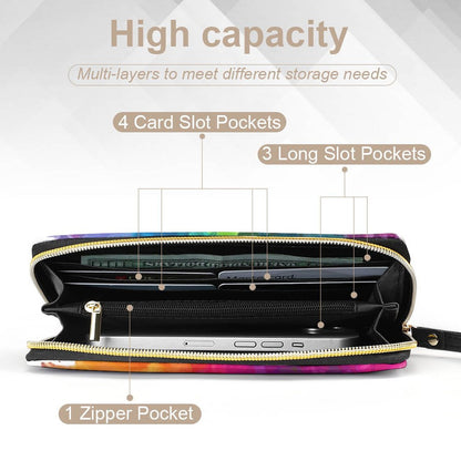 Leather Wallet with Wristlet Strap (2 Pictures on 2 Sides)