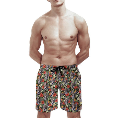 HAWAIIAN STYLE FACE - Men's Beach Shorts with Pockets