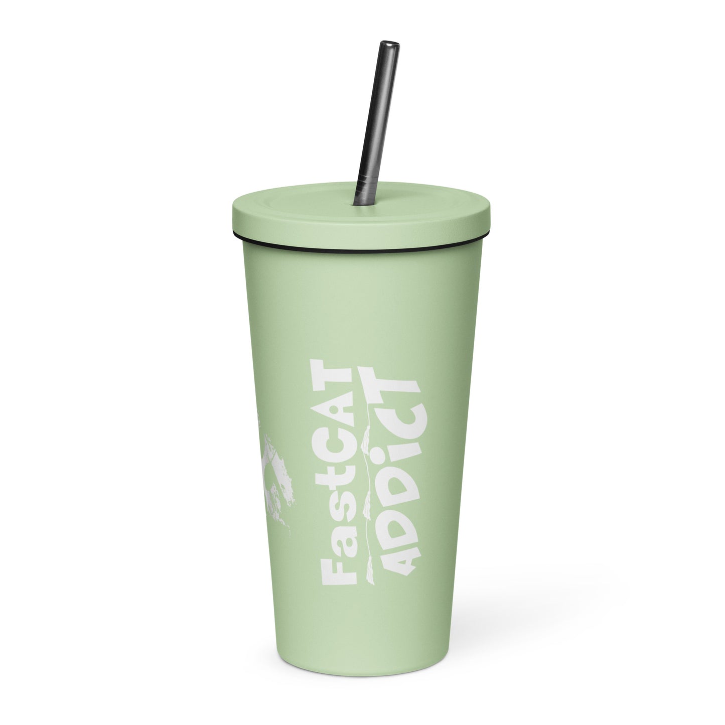FAST CAT Insulated tumbler with a straw