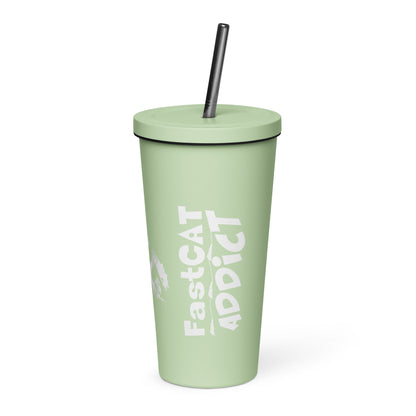 FAST CAT Insulated tumbler with a straw