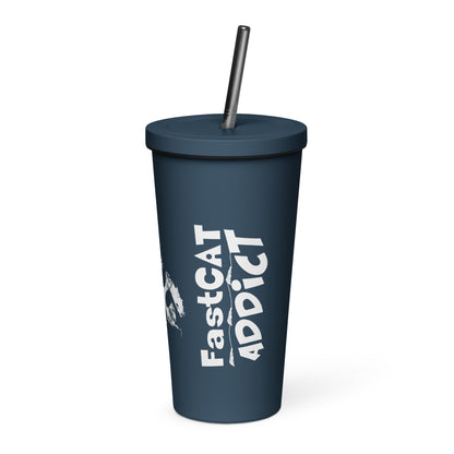 FAST CAT Insulated tumbler with a straw