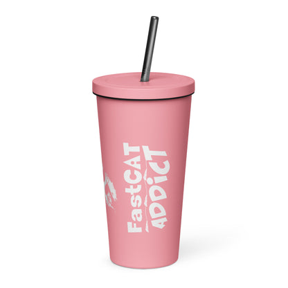 FAST CAT Insulated tumbler with a straw