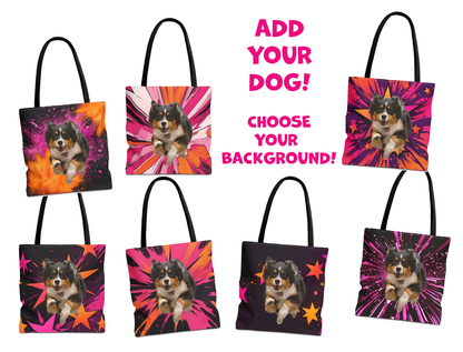 CHOOSE BACKGROUND! CUSTOM PINK ORANGE  TOTE