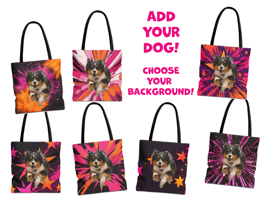 CHOOSE BACKGROUND! CUSTOM PINK ORANGE  TOTE