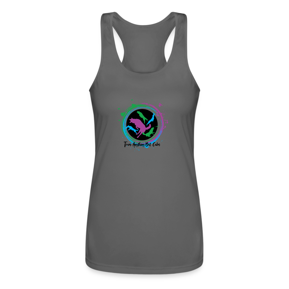 ANYTHING BUT CALM Women’s Performance Racerback Tank Top - charcoal