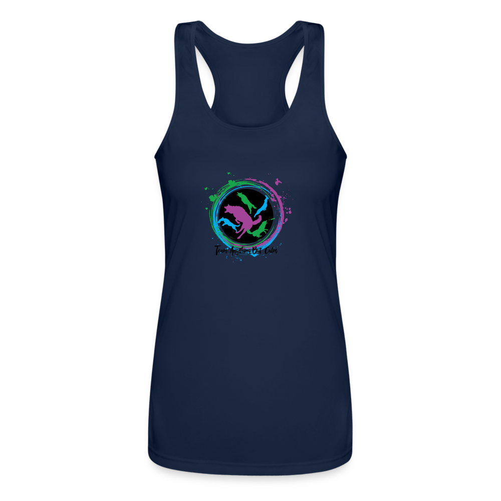 ANYTHING BUT CALM Women’s Performance Racerback Tank Top - navy
