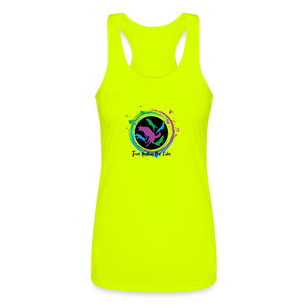 ANYTHING BUT CALM Women’s Performance Racerback Tank Top - neon yellow
