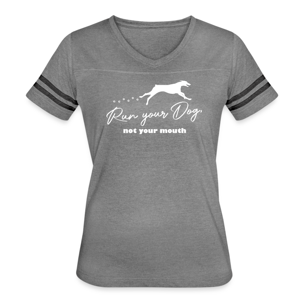 RUN YOUR DOG - Dobie - Women's Sport V-Neck T-Shirt - heather gray/charcoal