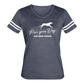 RUN YOUR DOG - Dobie - Women's Sport V-Neck T-Shirt - vintage navy/white