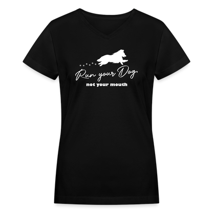 RUN YOUR DOG - Shelti - Women's V-Neck T-Shirt - black