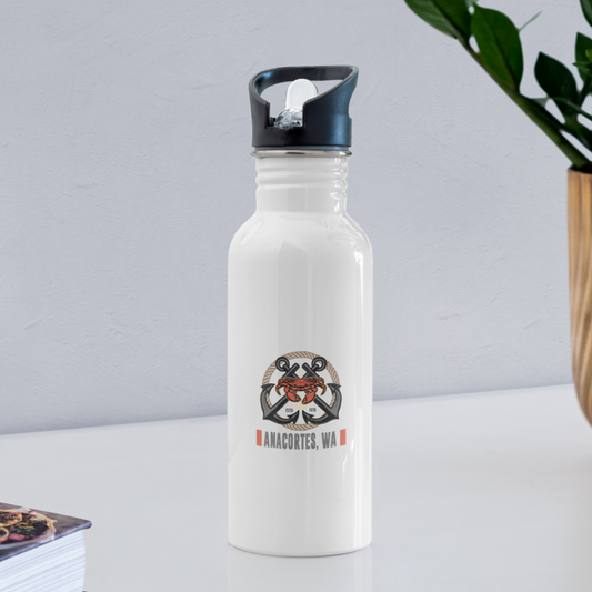 ANACORTES CRAB/ANCHOR Water Bottle - white