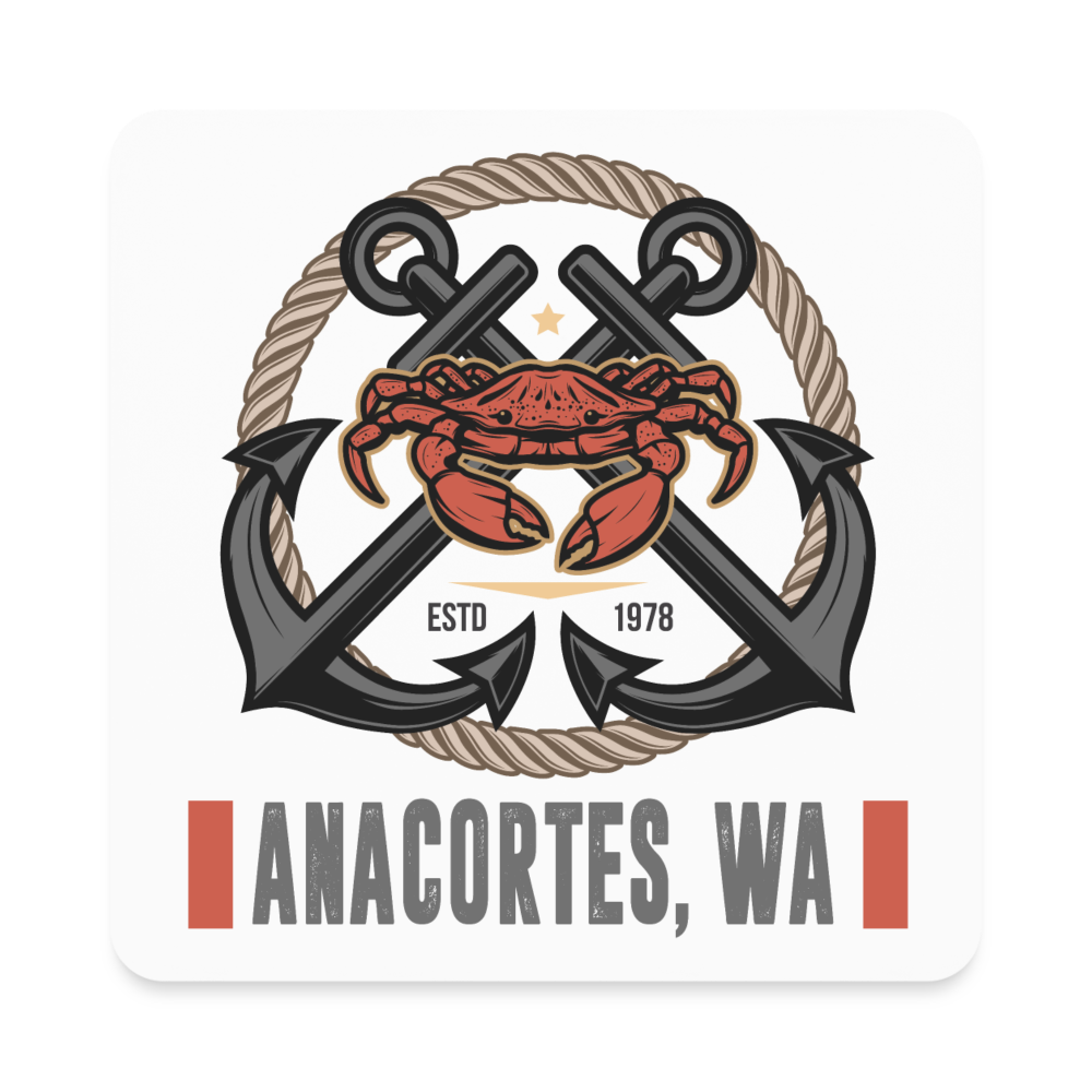 ANACORTES CRAB/ANCHOR  Square Magnet - white