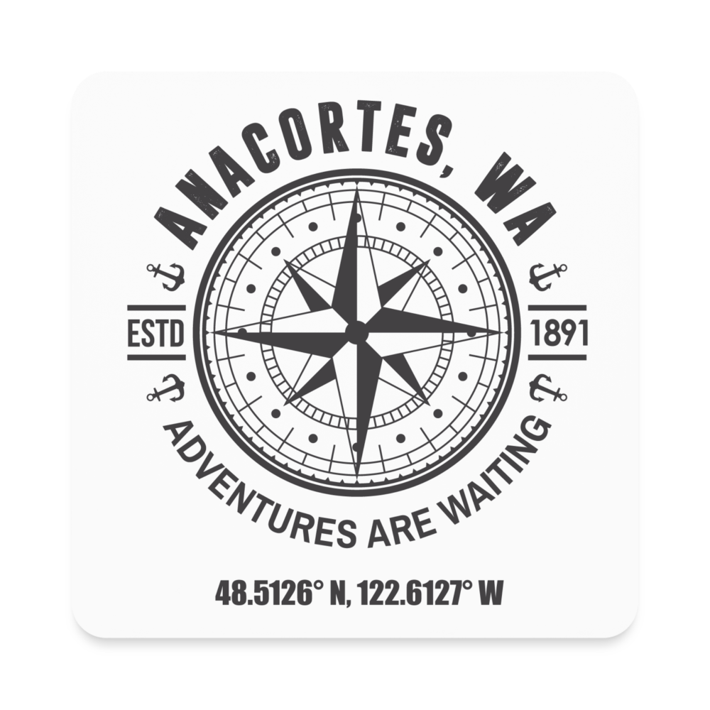 ANACORTES COMPASS Square Magnet - white