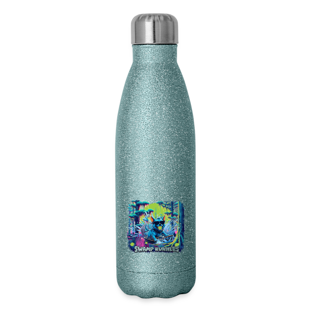 SWAMP RUNNERS Insulated Stainless Steel Water Bottle - turquoise glitter