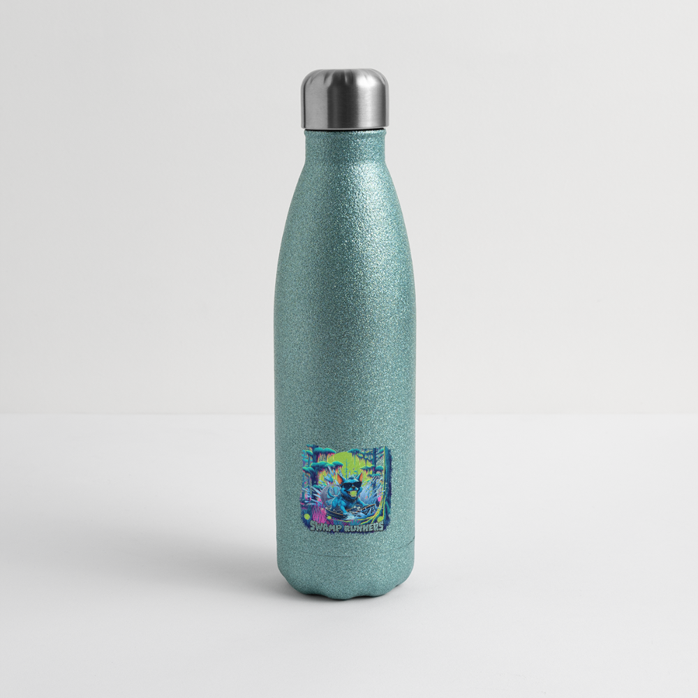 SWAMP RUNNERS Insulated Stainless Steel Water Bottle - turquoise glitter