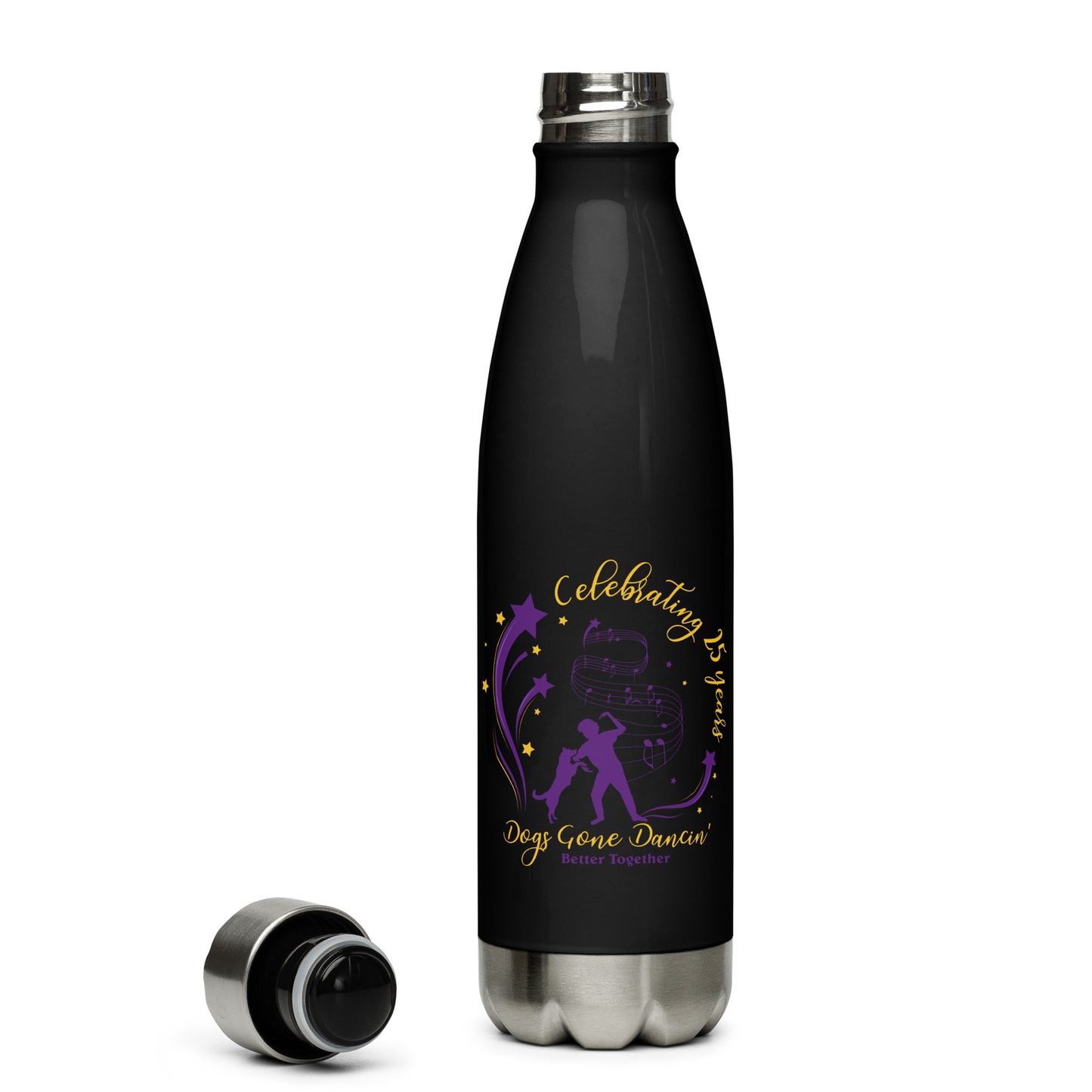 Dogs Gone Dancin' Stainless steel water bottle - Black