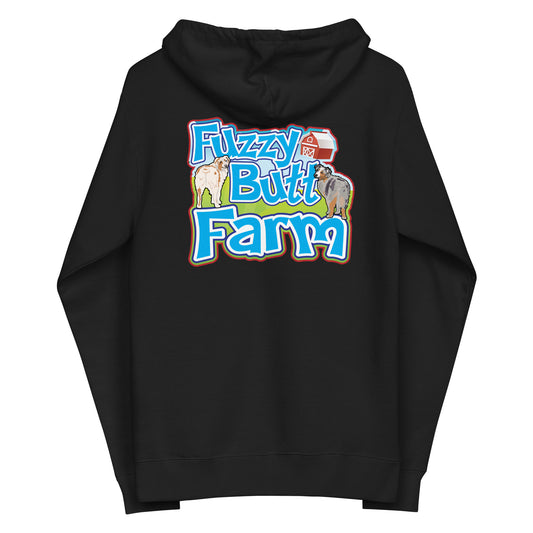 FUZZY BUTT FARM Unisex fleece zip up hoodie