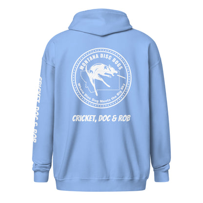 Cricket, Doc & Rob MONTANA DISC DOGS Unisex heavy blend zip hoodie