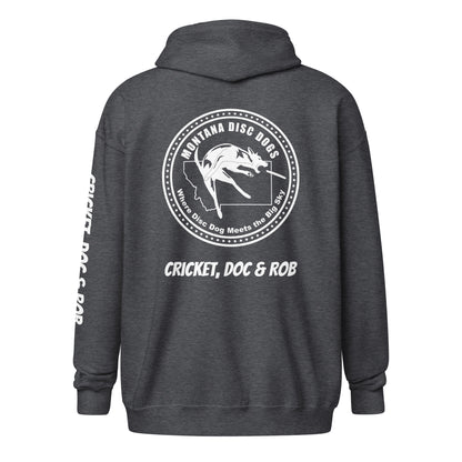 Cricket, Doc & Rob MONTANA DISC DOGS Unisex heavy blend zip hoodie