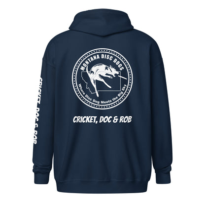 Cricket, Doc & Rob MONTANA DISC DOGS Unisex heavy blend zip hoodie