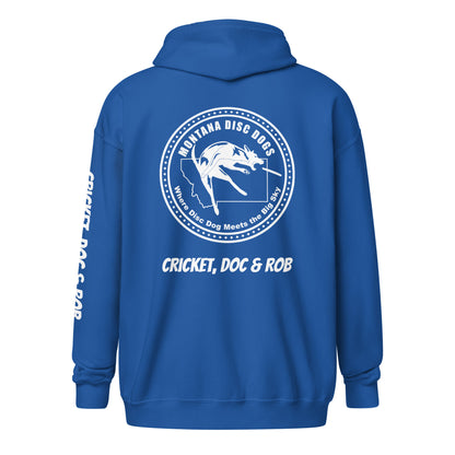 Cricket, Doc & Rob MONTANA DISC DOGS Unisex heavy blend zip hoodie