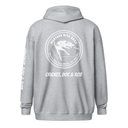 Cricket, Doc & Rob MONTANA DISC DOGS Unisex heavy blend zip hoodie