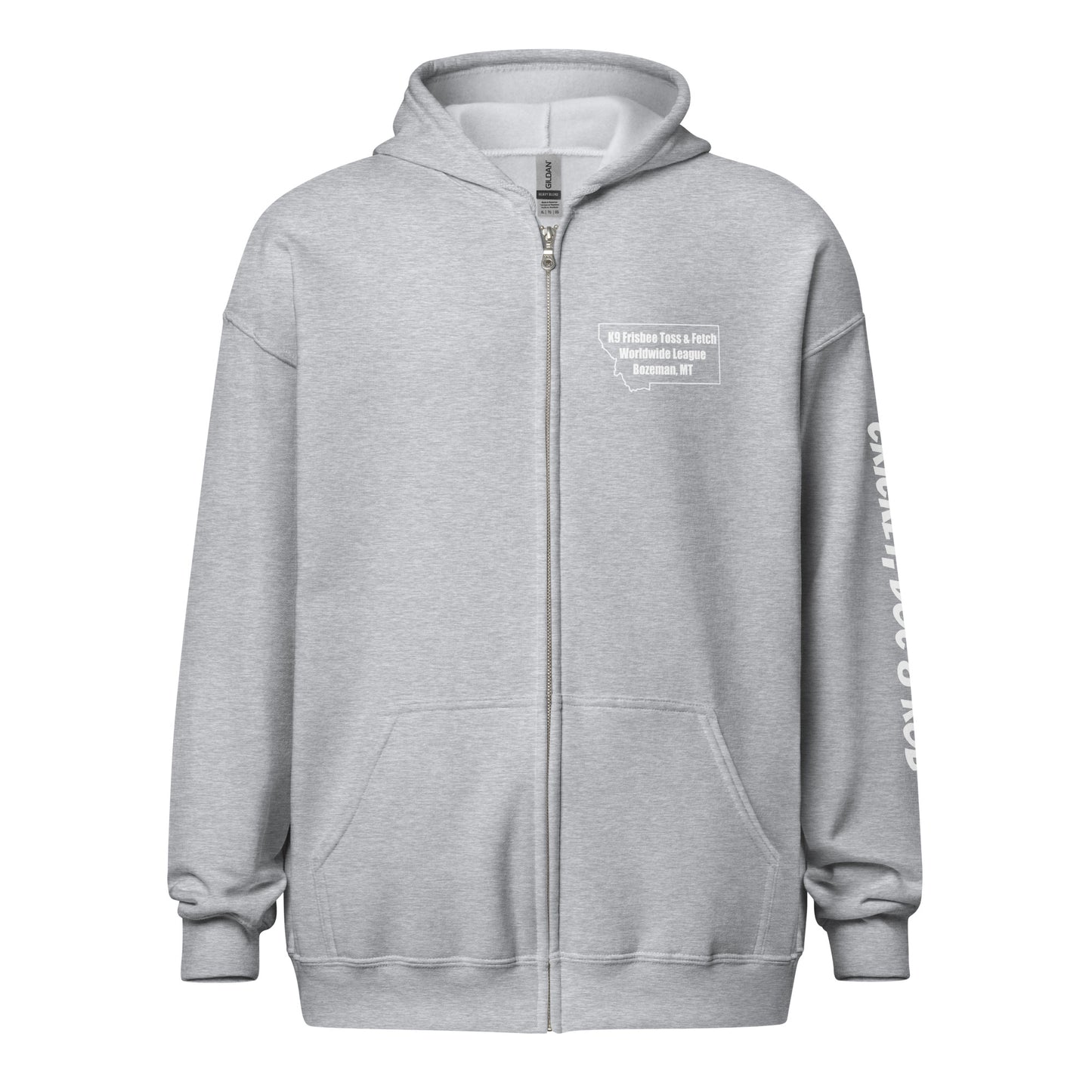 Cricket, Doc & Rob MONTANA DISC DOGS Unisex heavy blend zip hoodie