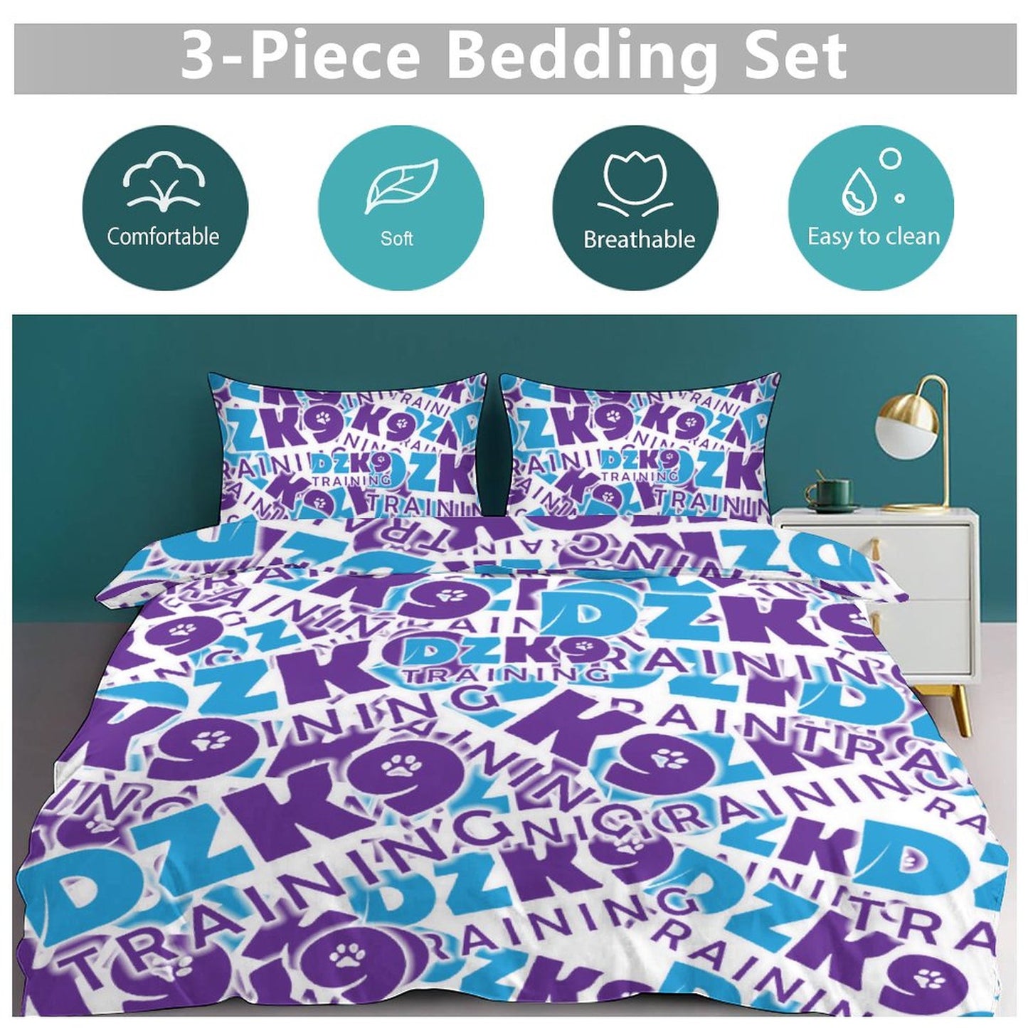 3-Piece Bedding Set-86"×70"/ 218×177cm (Dual-sidede Printing)