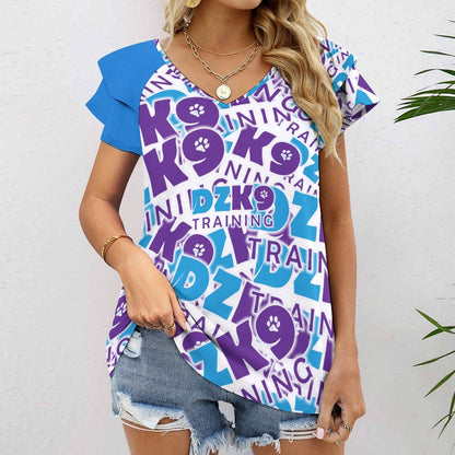 Ruffle V-Neck T-Shirt BUT (All-Over Printing)