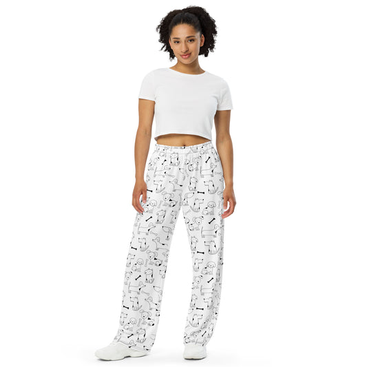 SIMPLE FUN DOGS - All-over print unisex wide-leg pants