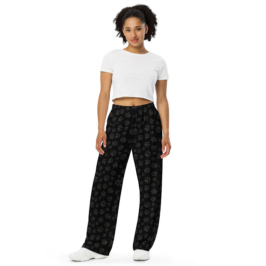 PAWS!  All-over print unisex wide-leg pants