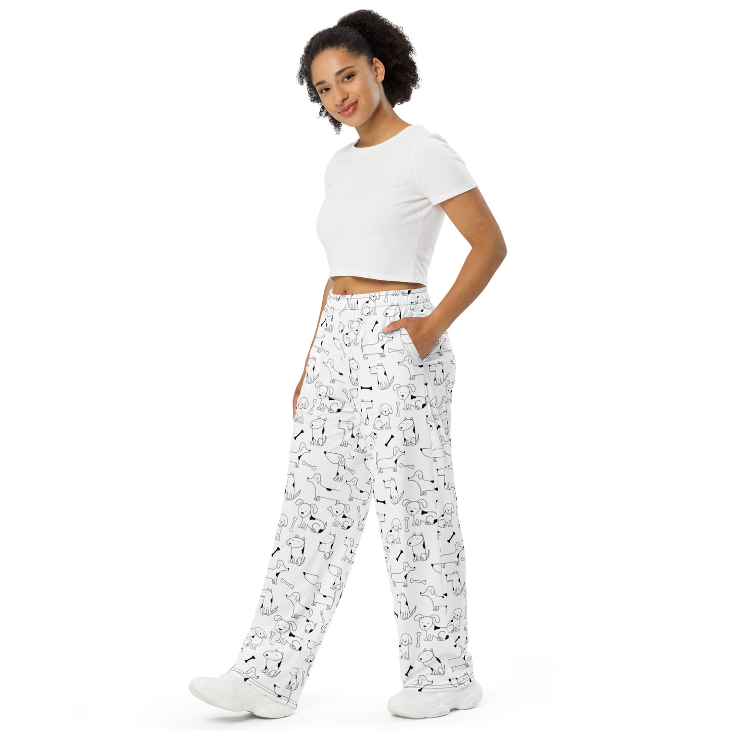 SIMPLE FUN DOGS - All-over print unisex wide-leg pants