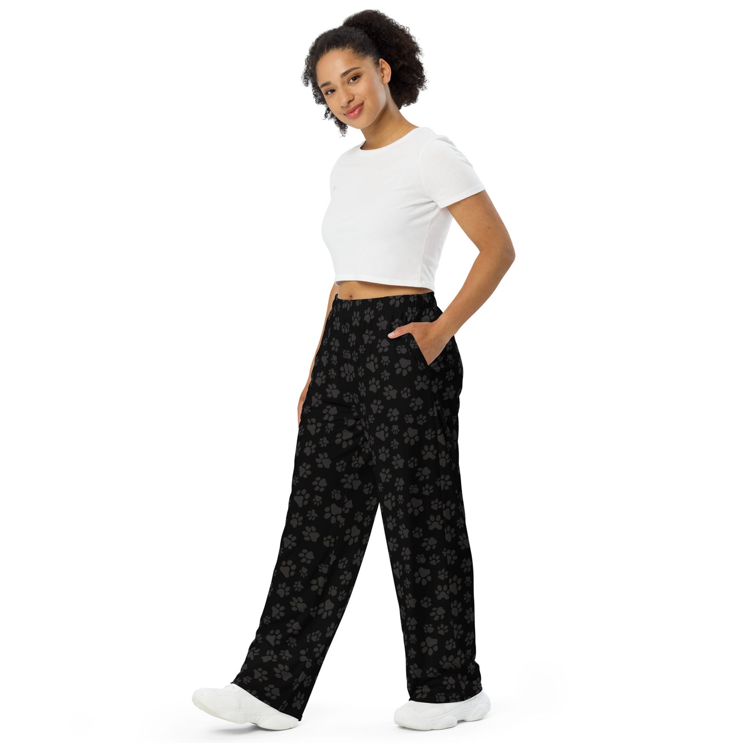 PAWS!  All-over print unisex wide-leg pants